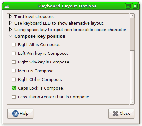 Keyboard layout: Compose and chooser keys on GNOME