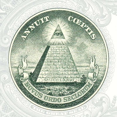 Illuminati masonic triangle pyramid on 1 dollar
