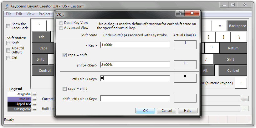 Keyboard Layout Creator: Assigning new symbol in key properties