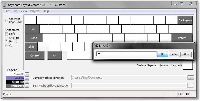 Keyboard Layout Creator: Assigning new symbol