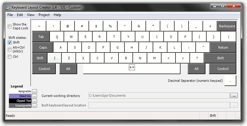 Keyboard Layout Creator: Shift state