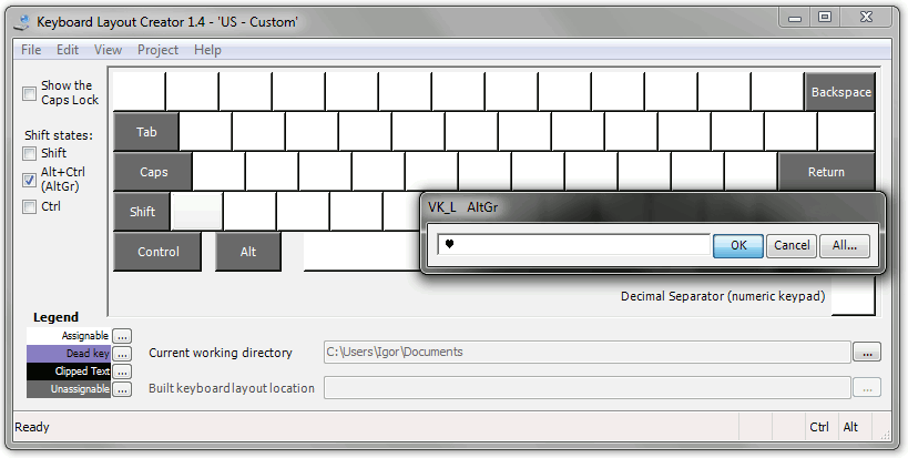 assign function to keyboard keys