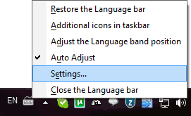 Going to language settings